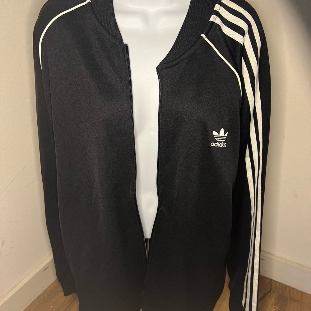 Black adidas unisex jackets 3 stripe black & white jackets all sales are Final